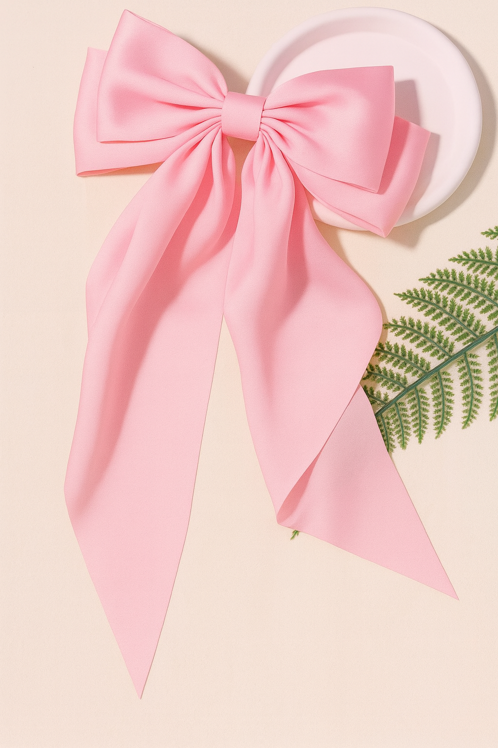 Women’s Satin Large Bow Hair Clip – Elegant Pink Ribbon Hair Accessory