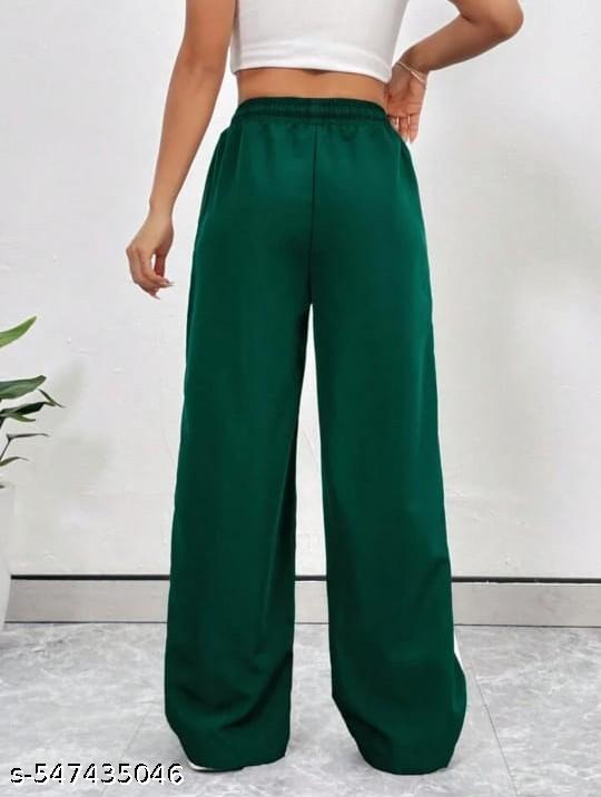 Women Contrast Piping Relaxed Fit Trouser