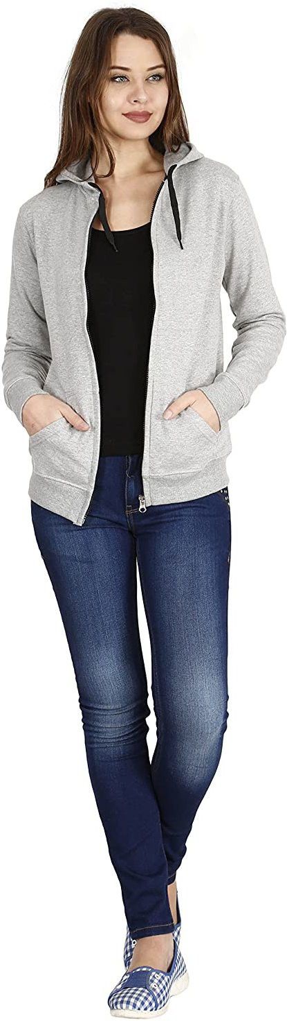 Women Self Design Fleece Jacket