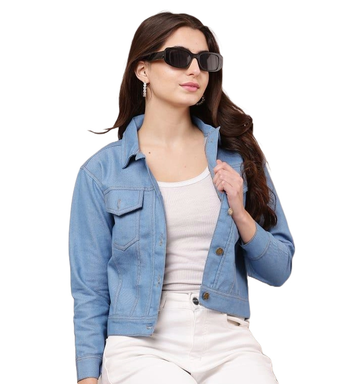 Women's Button-Down Crop Denim Jacket