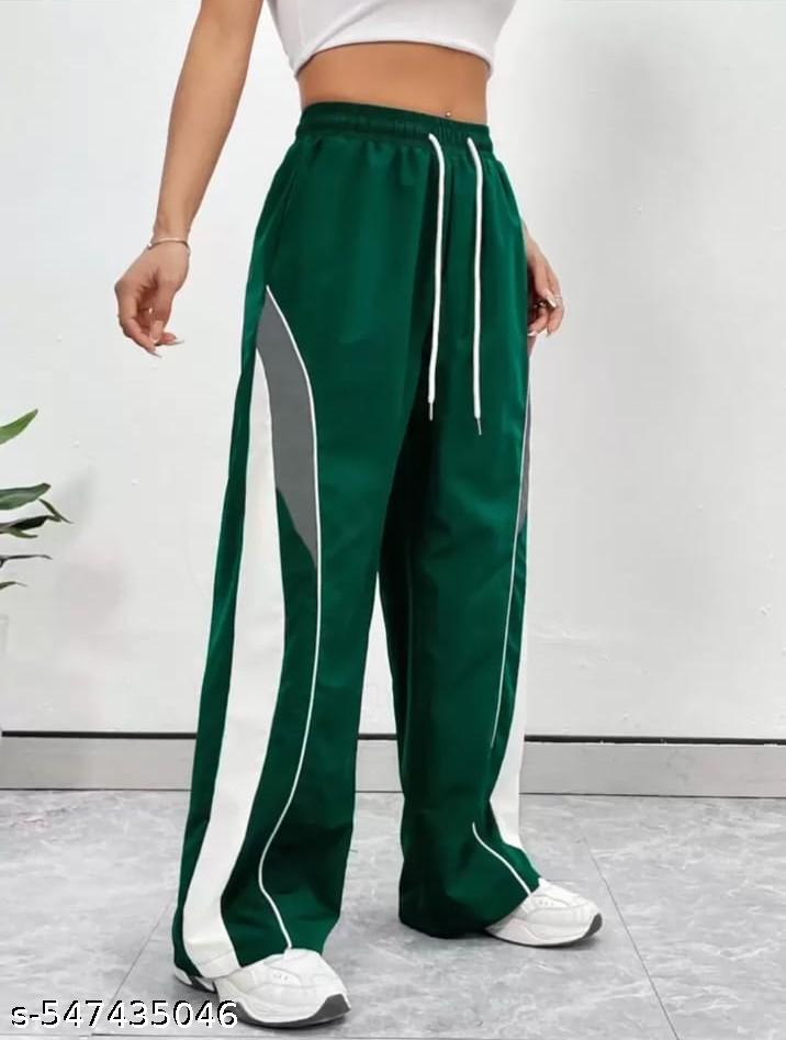 Women Contrast Piping Relaxed Fit Trouser