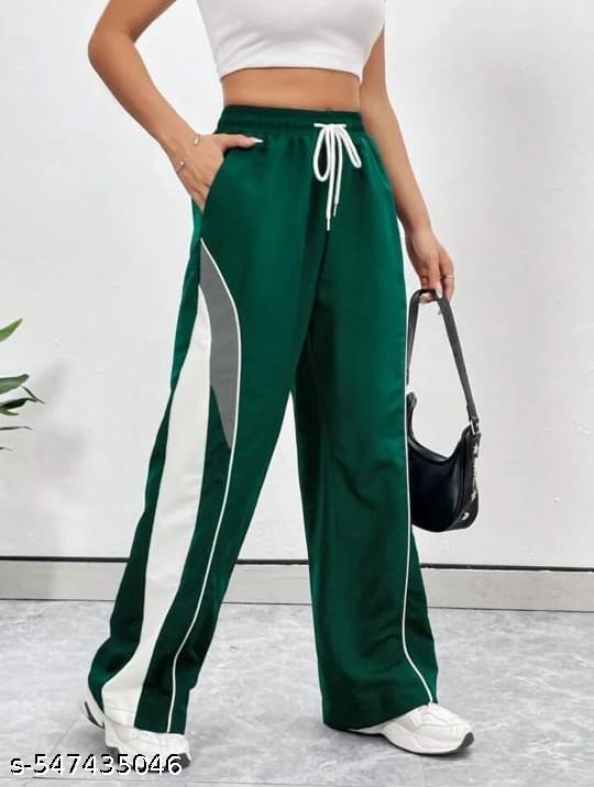 Women Contrast Piping Relaxed Fit Trouser