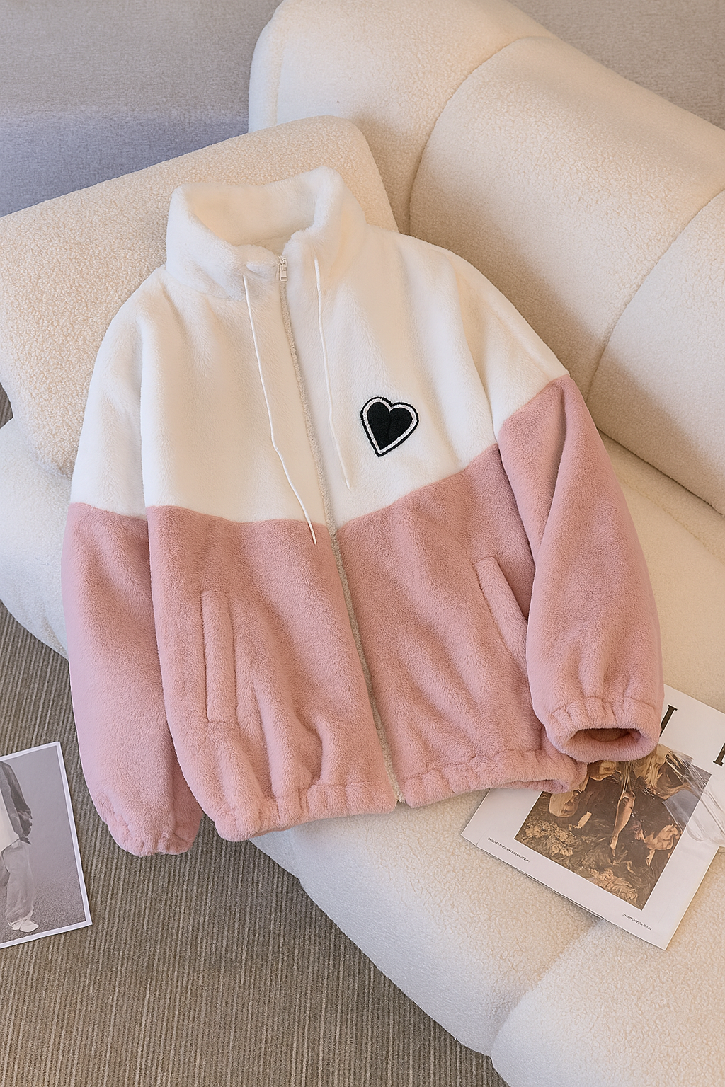BB Collection Cozy Two-Tone Fleece Jacket