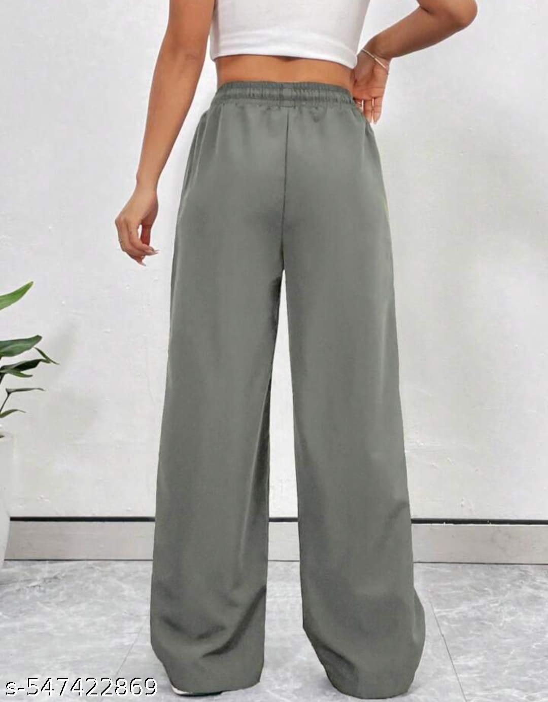 Women Contrast Piping Relaxed Fit Trouser