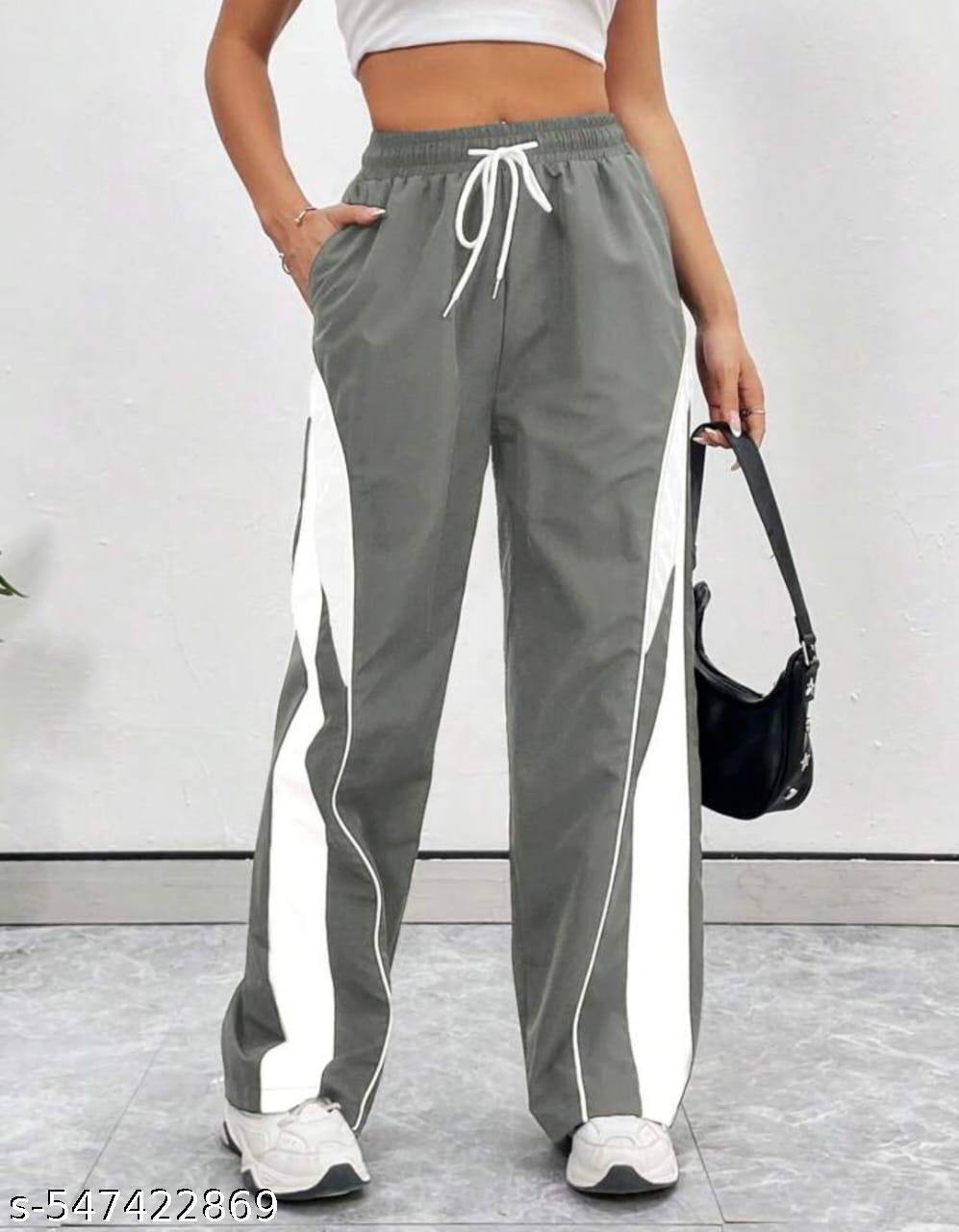 Women Contrast Piping Relaxed Fit Trouser