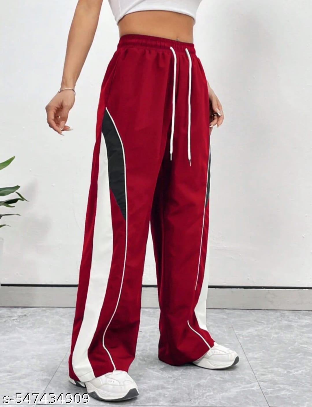 Women Contrast Piping Relaxed Fit Trouser