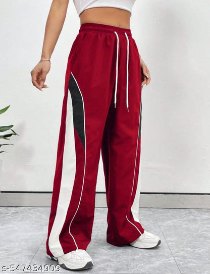 Women Contrast Piping Relaxed Fit Trouser