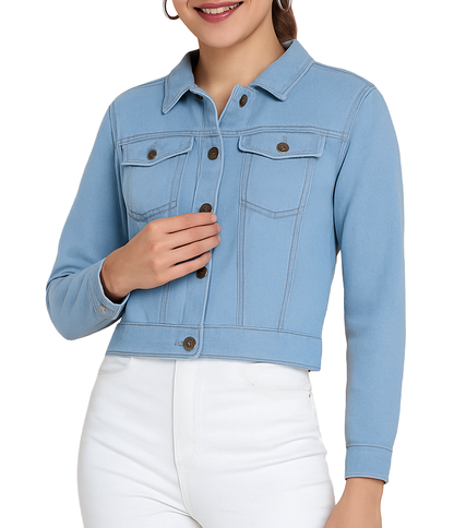 Full Sleeve Solid Women Denim Jacket