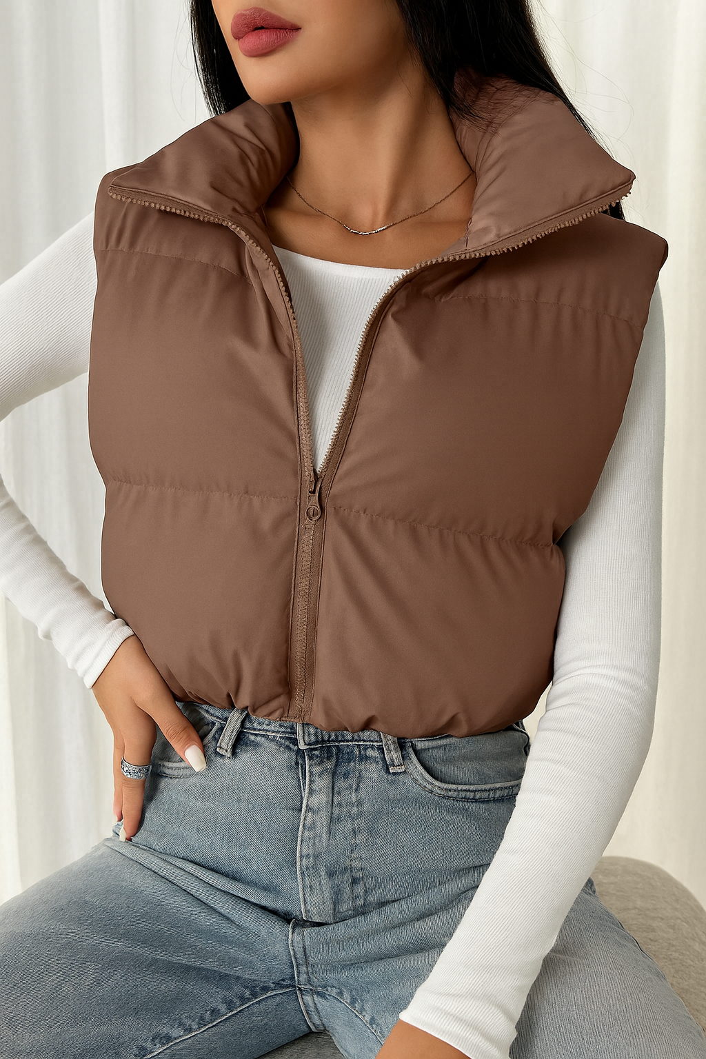 BB Collection Sleeveless Puffer Vest for Women  Lightweight Winter Casual