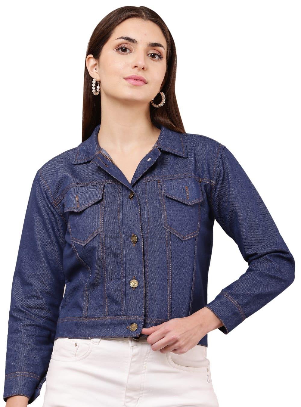 Women's Button-Down Crop Denim Jacket