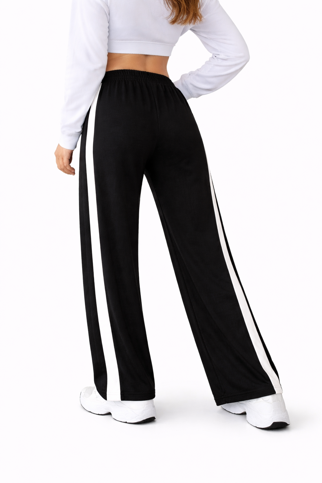 Wide-Leg Contrast Track Pants