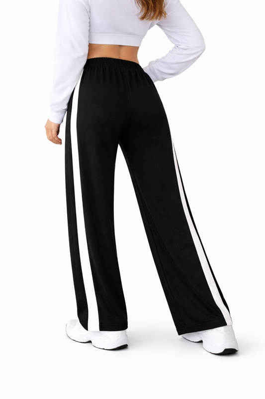 Wide-Leg Contrast Track Pants