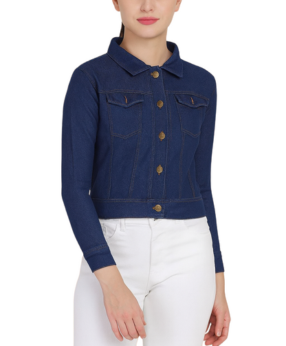 Full Sleeve Solid Women Denim Jacket