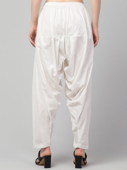 Women's Pleated Patiala Pants, Cotton, Drawstring Waist, Full Length, Regular Fit