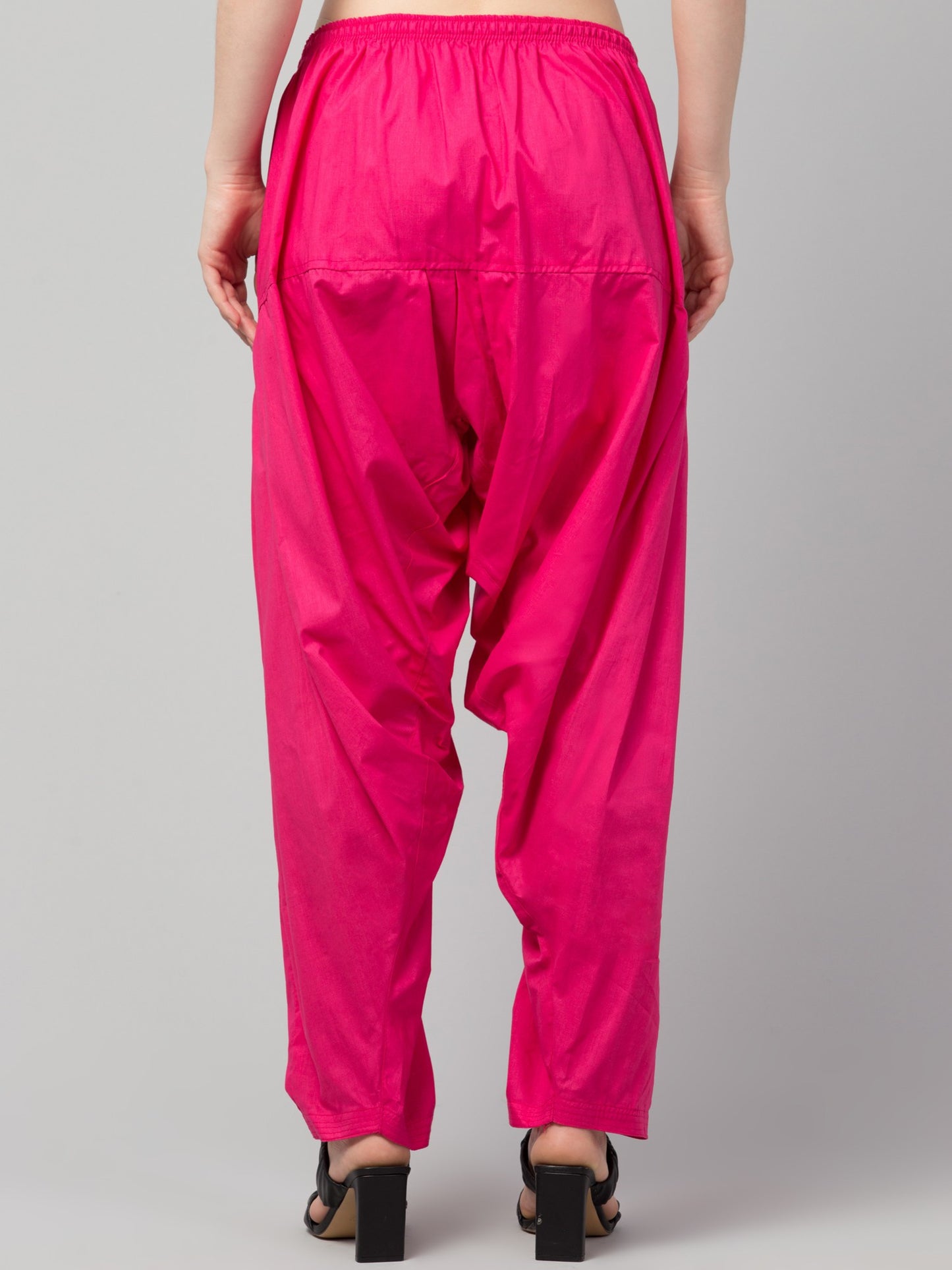 Women's Pleated Patiala Pants, Cotton, Drawstring Waist, Full Length, Regular Fit