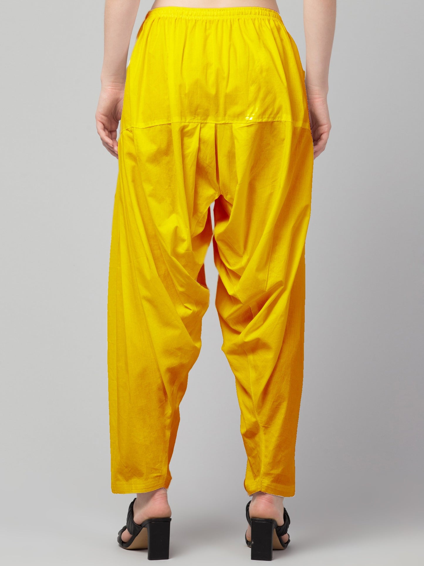 Women's Pleated Patiala Pants, Cotton, Drawstring Waist, Full Length, Regular Fit