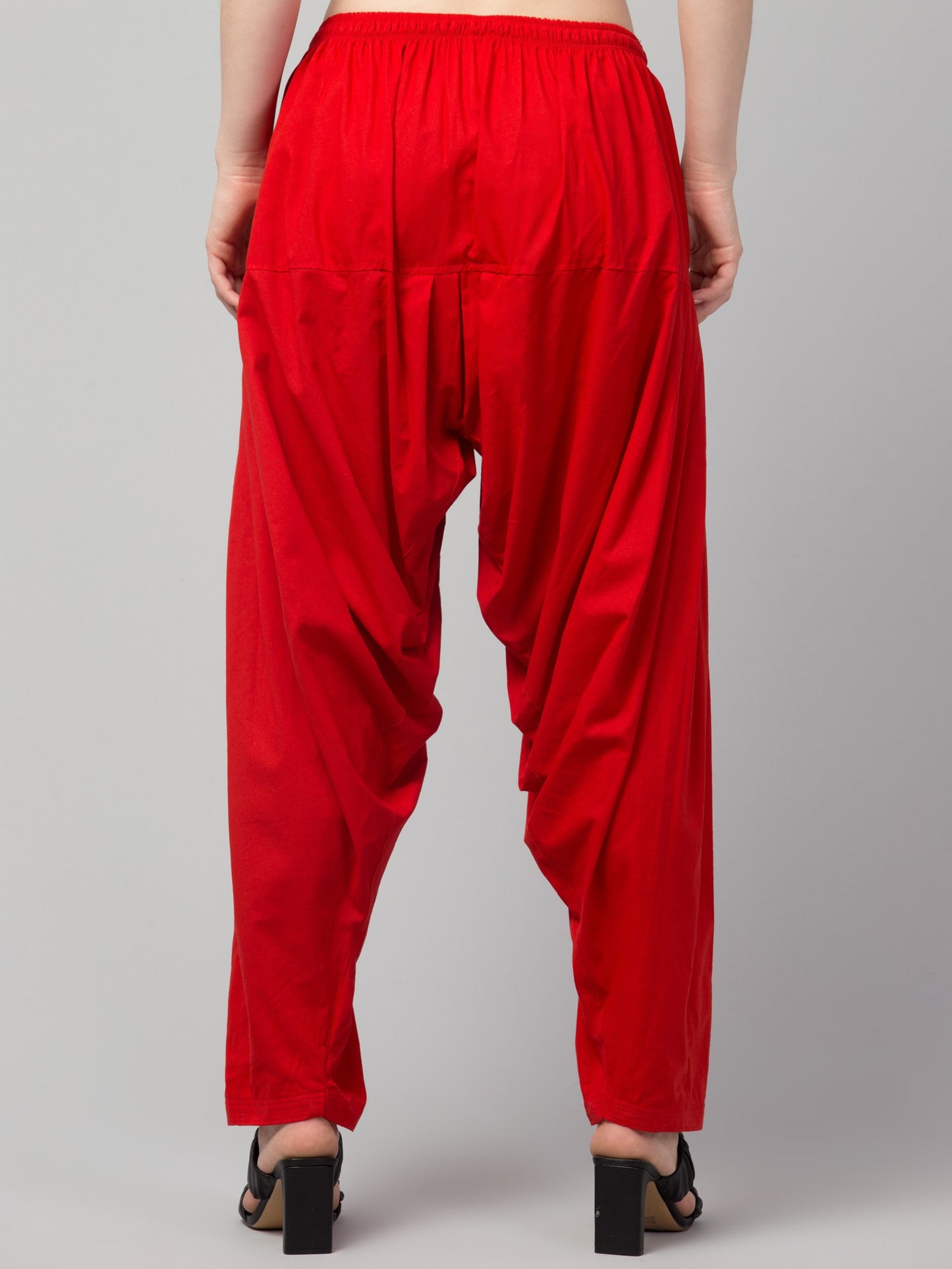 Women's Pleated Patiala Pants, Cotton, Drawstring Waist, Full Length, Regular Fit