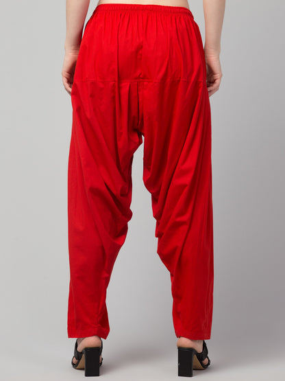 Women's Pleated Patiala Pants, Cotton, Drawstring Waist, Full Length, Regular Fit