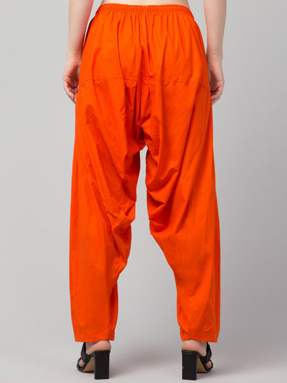 Women's Pleated Patiala Pants, Cotton, Drawstring Waist, Full Length, Regular Fit