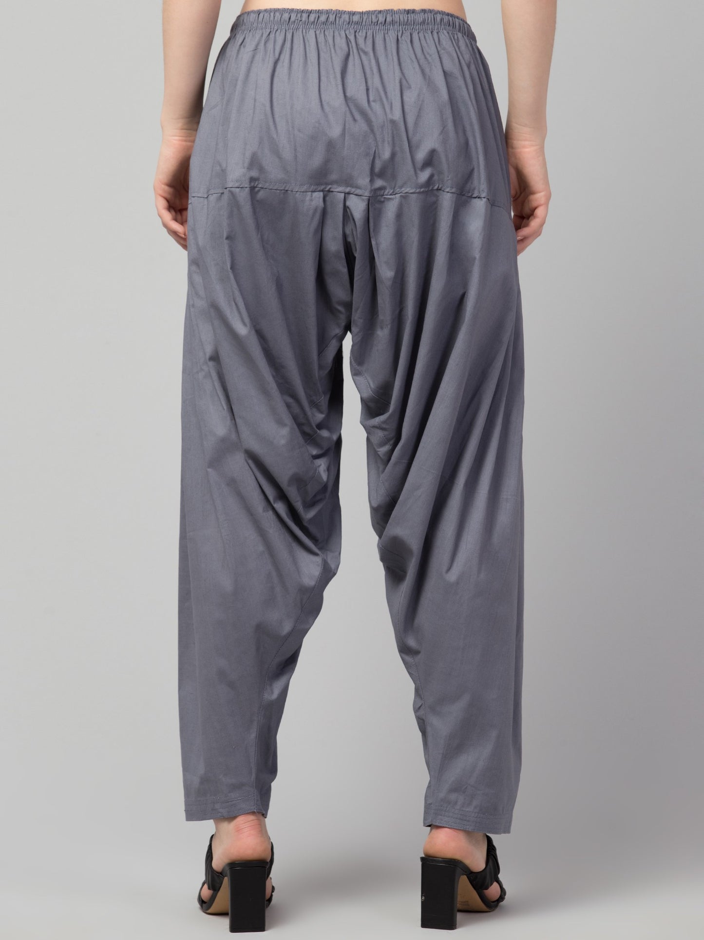 Women's Pleated Patiala Pants, Cotton, Drawstring Waist, Full Length, Regular Fit