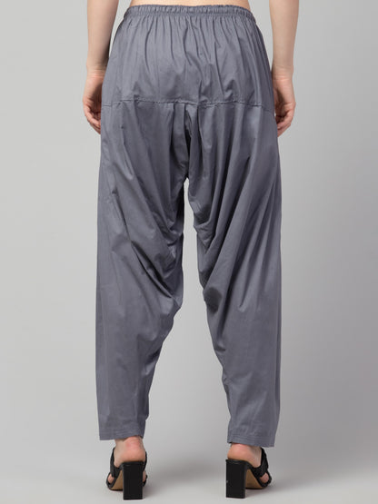 Women's Pleated Patiala Pants, Cotton, Drawstring Waist, Full Length, Regular Fit