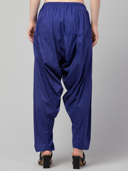 Women's Pleated Patiala Pants, Cotton, Drawstring Waist, Full Length, Regular Fit