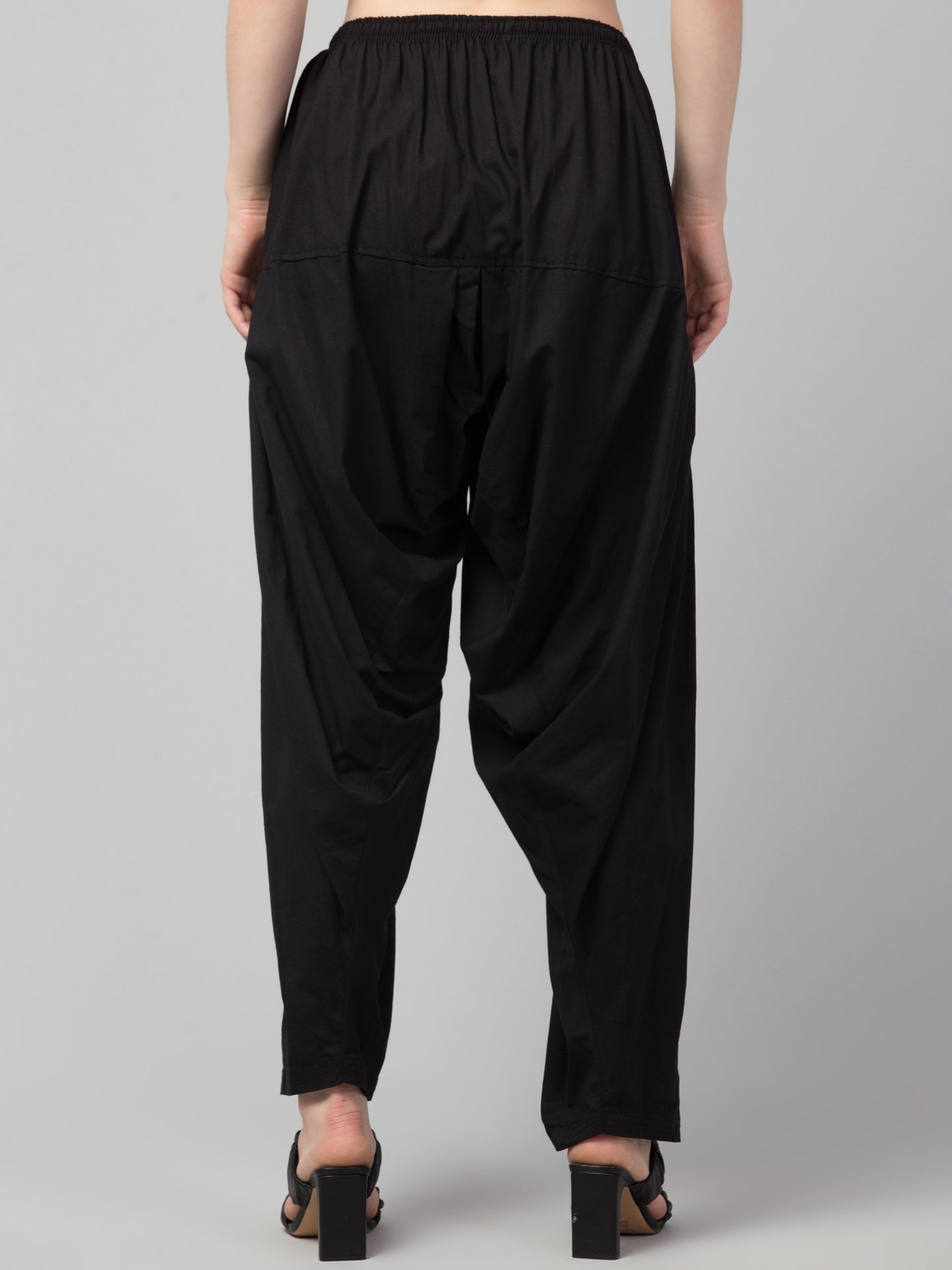 Women's Pleated Patiala Pants, Cotton, Drawstring Waist, Full Length, Regular Fit