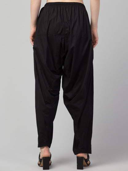 Women's Pleated Patiala Pants, Cotton, Drawstring Waist, Full Length, Regular Fit