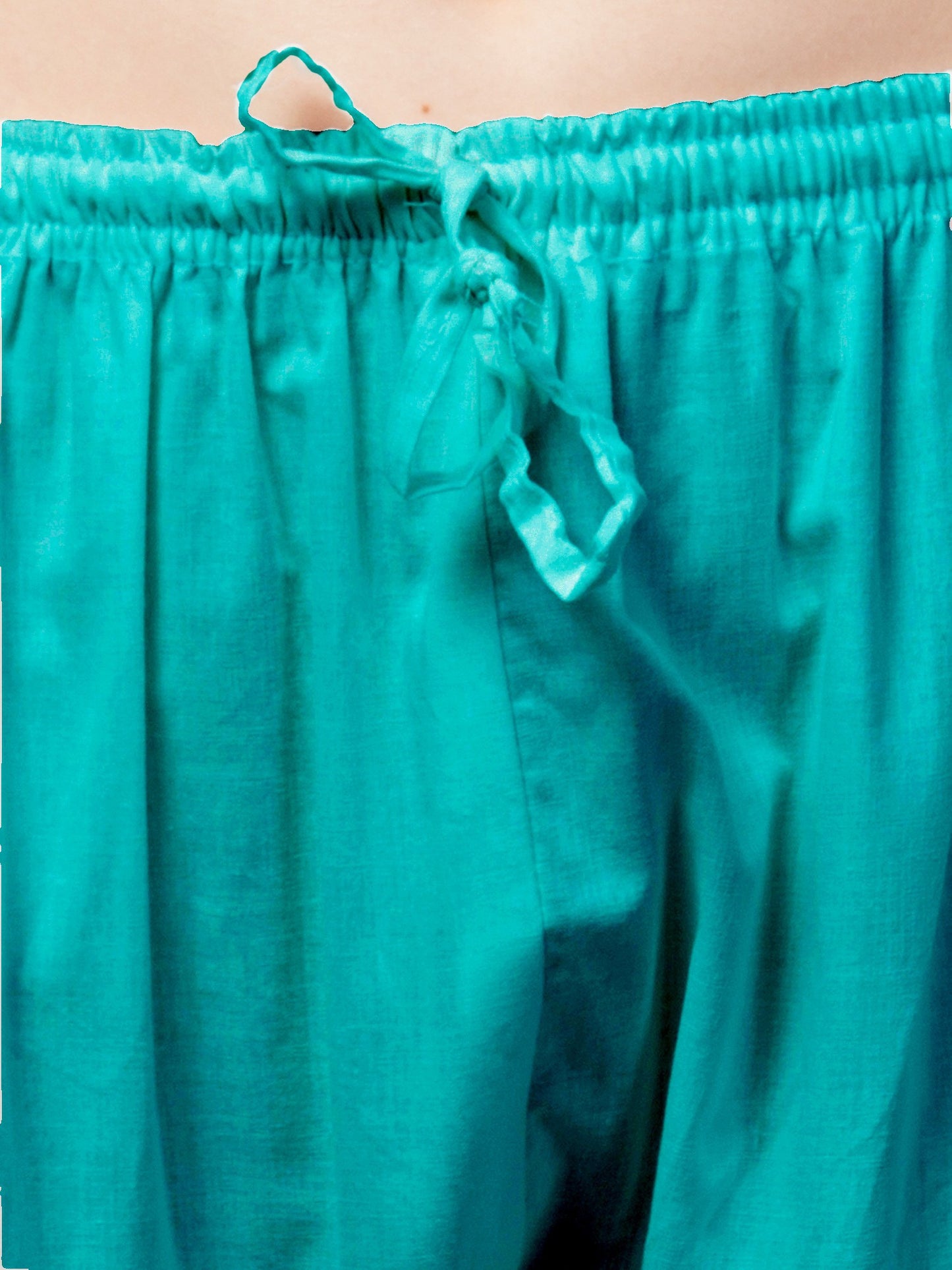 Women's Pleated Patiala Pants, Cotton, Drawstring Waist, Full Length, Regular Fit