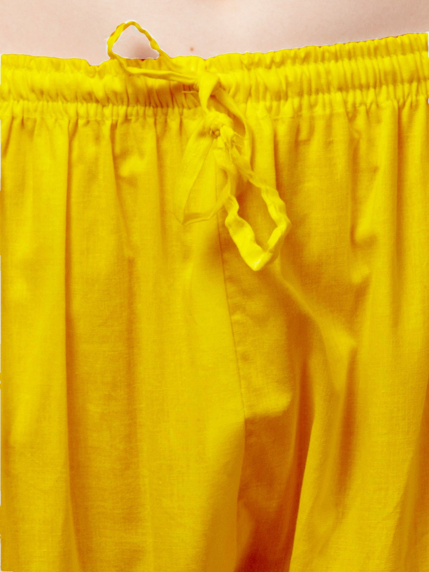 Women's Pleated Patiala Pants, Cotton, Drawstring Waist, Full Length, Regular Fit