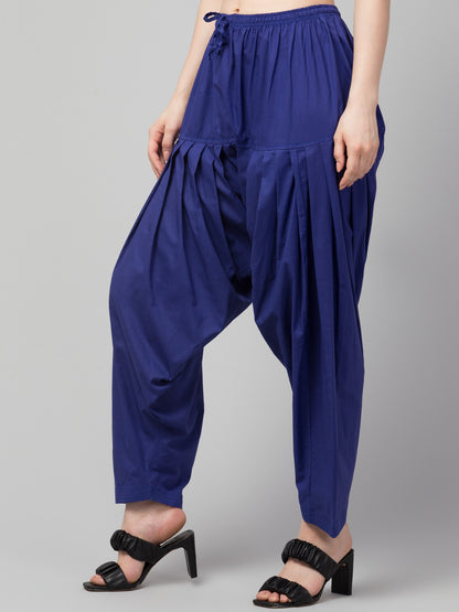 Women's Pleated Patiala Pants, Cotton, Drawstring Waist, Full Length, Regular Fit