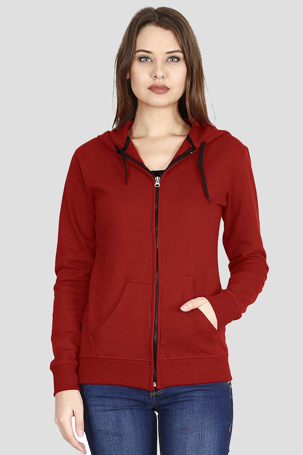 Women Self Design Fleece Jacket