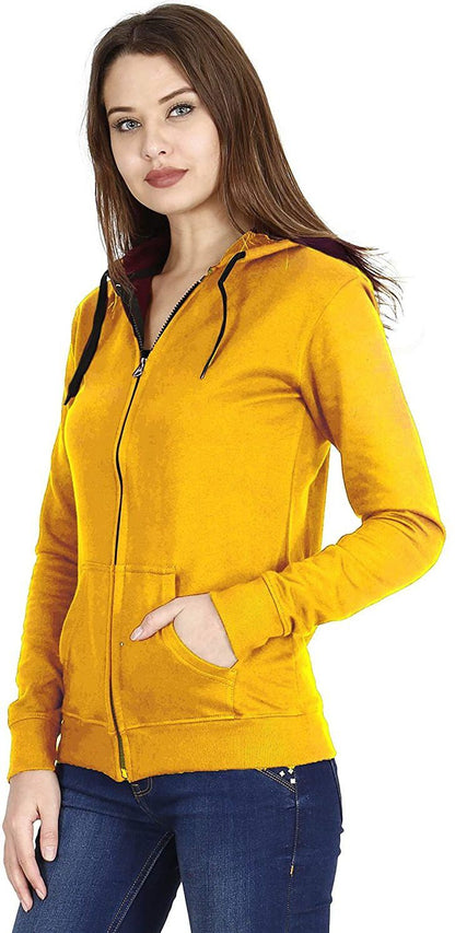 Women Self Design Fleece Jacket