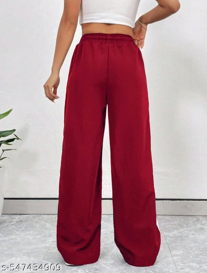 Women Contrast Piping Relaxed Fit Trouser