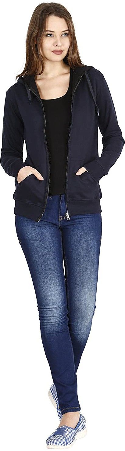 Women Self Design Fleece Jacket