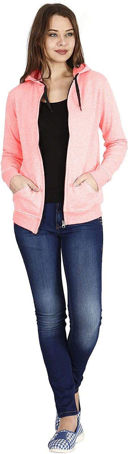 Women Self Design Fleece Jacket