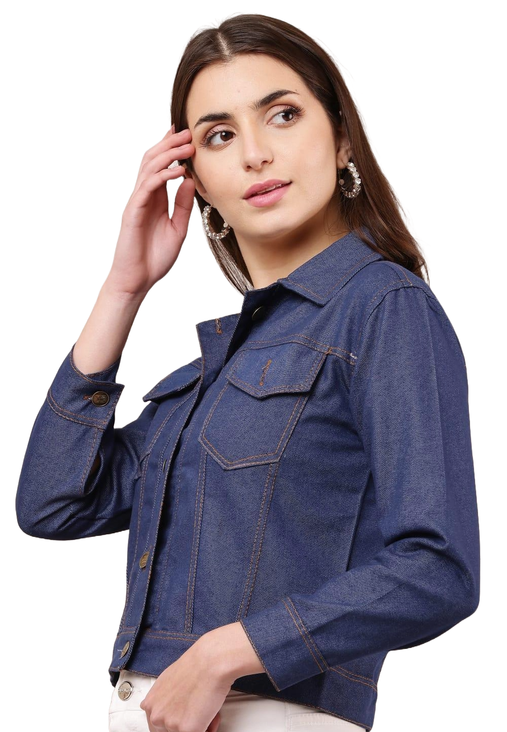 Women's Button-Down Crop Denim Jacket